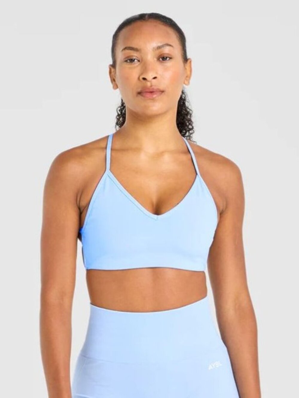 NWT AYBL Essential Crossback Sports Bra Baby Blue Size Small [jb]